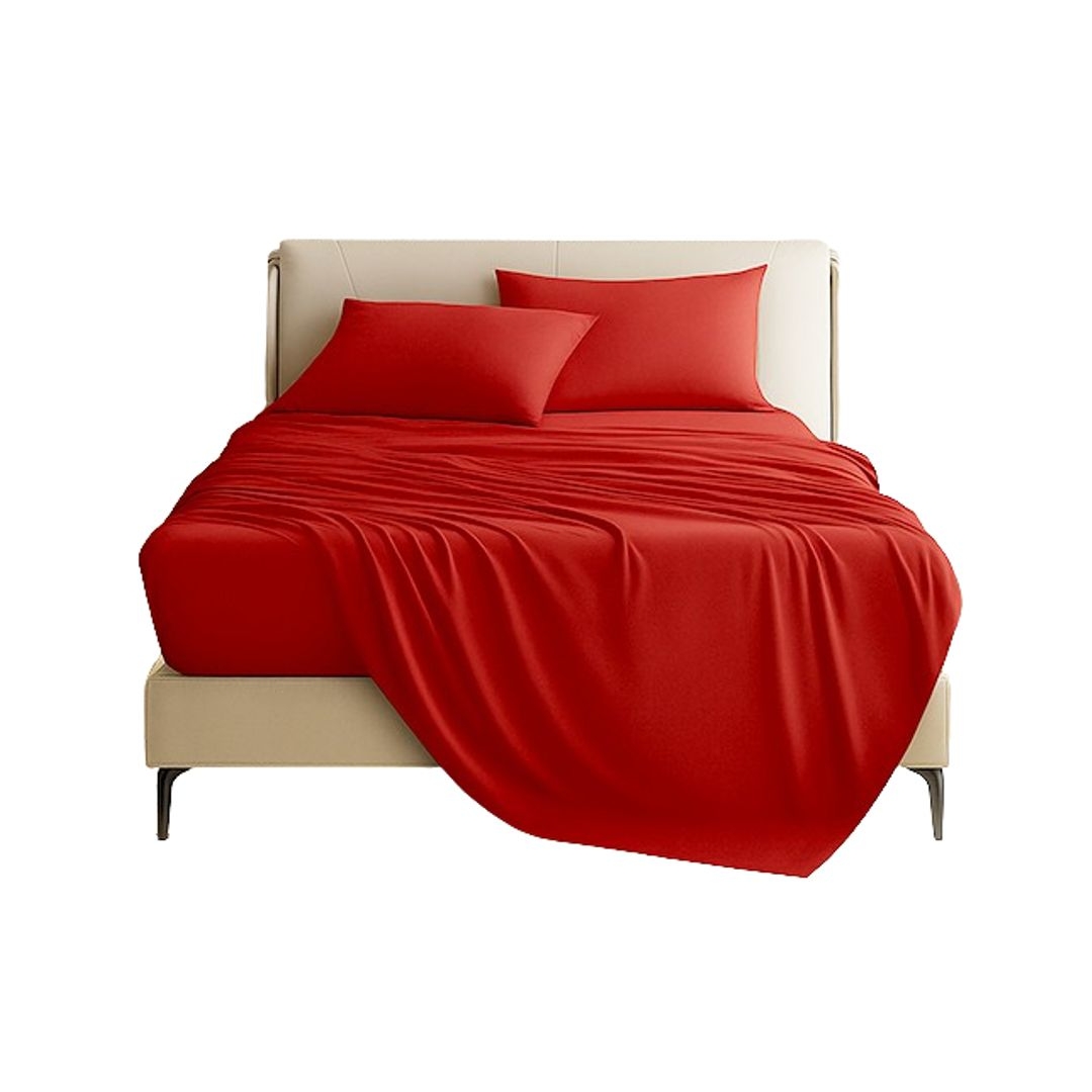 طقم ملاية عادية - 220/235 سم - 3 قطع - أحمر