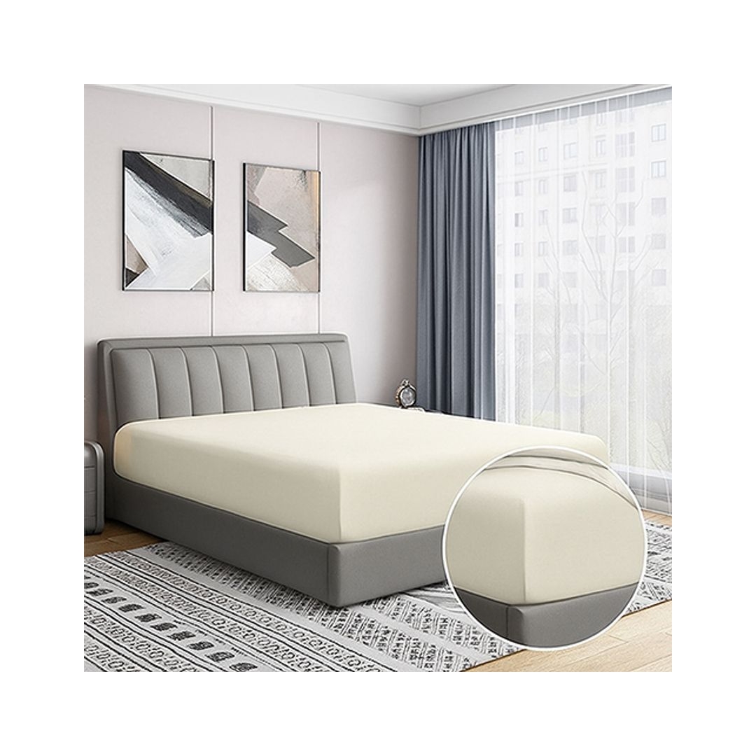 طقم ملاية بأستيك - 160/200 سم - 3 قطع - أوف وايت