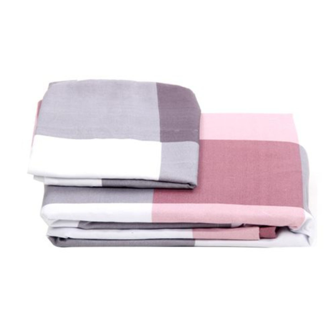 ملايات سرير كاروهات 180*240 سم + كيس مخدة إضافي - بينك