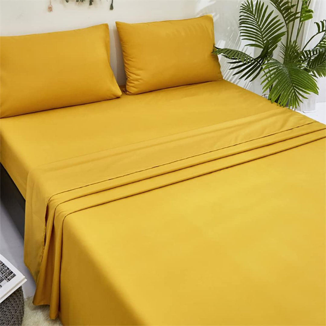 طقم ملاية عادية 3 قطع 220*235 سم - أصفر