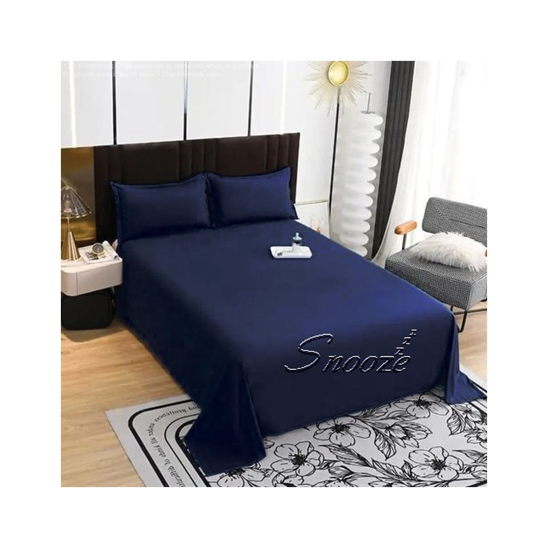 طقم ملاية عاديه من سنوز - أزرق غامق - 220*235 سم - 3 قطع