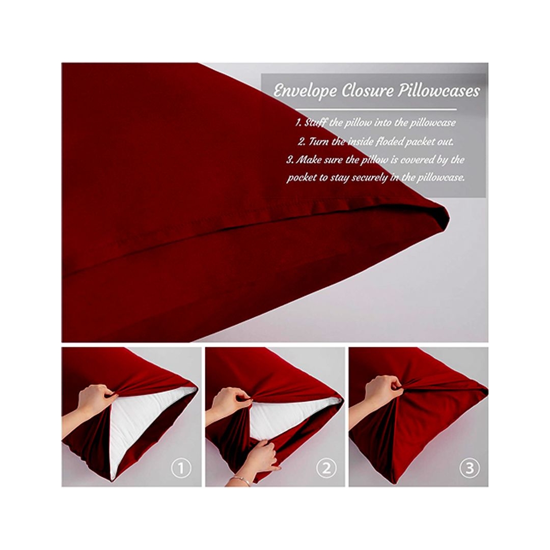 طقم ملاية بأستيك من سنوز - 3 قطع - 160*200 سم - أحمر غامق