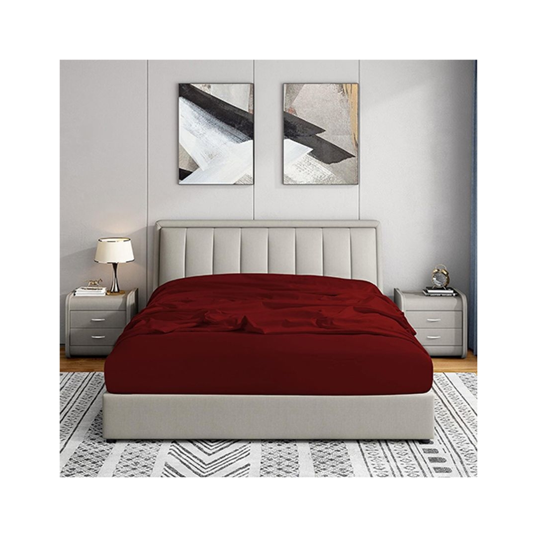 طقم ملاية بأستيك - 120*200 سم - 2 قطعة - أحمر غامق