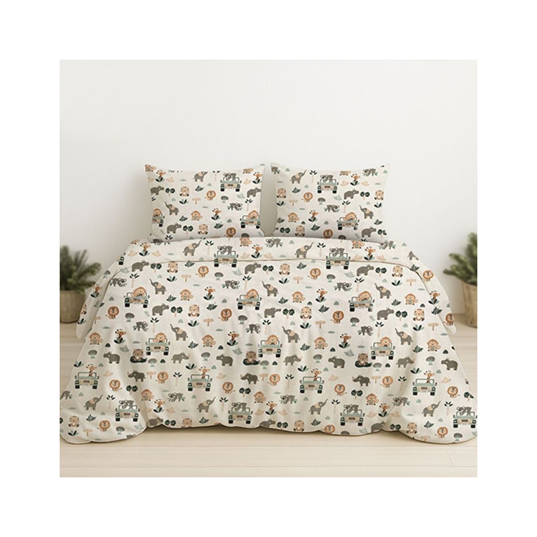 طقم ملاية سرير بأستيك قطعتين تصميم سنوكيو - 120*200 سم