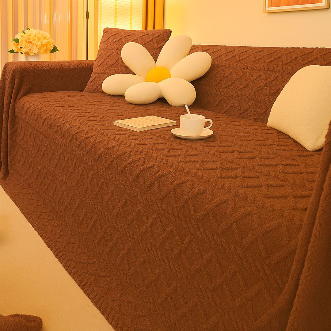 غطاء كنبه جاكار - 260*180 سم - بني