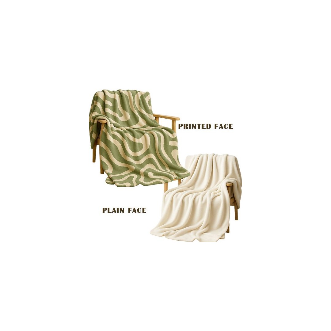 سنوز بطانيه خفيفه وجهين 130 * 180 سم - تصميم ويڤز أخضر غامق