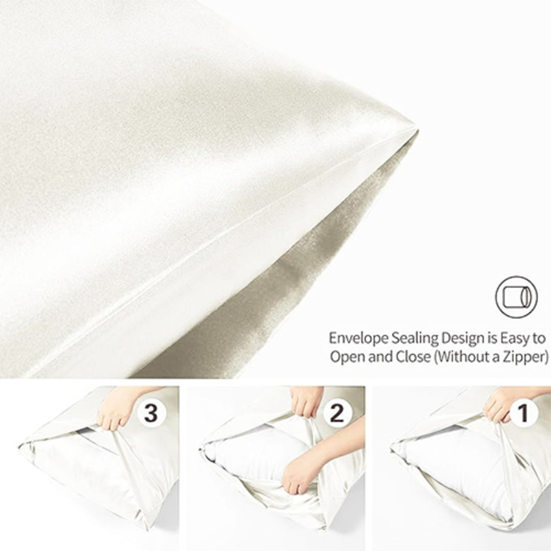 كيس وسادة ساتان للشعر والبشرة - 48*70 سم - أوف وايت