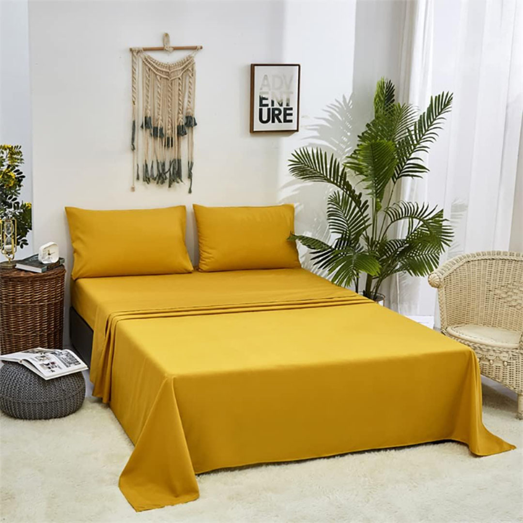 طقم ملاية عادية 3 قطع 220*235 سم - أصفر