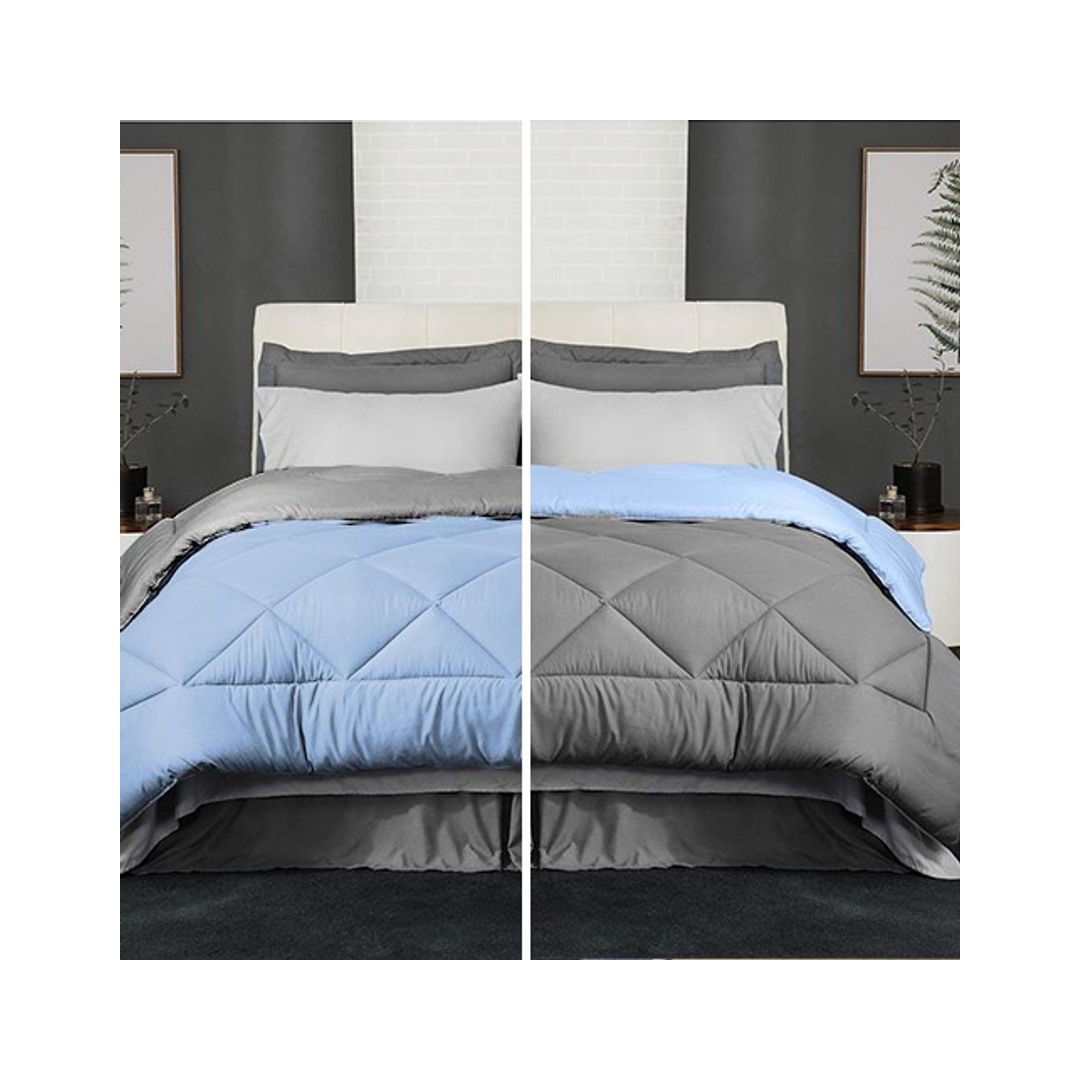 لحاف شتوي دبل فيس - 220/235 سم - جراى/ لايت بلو