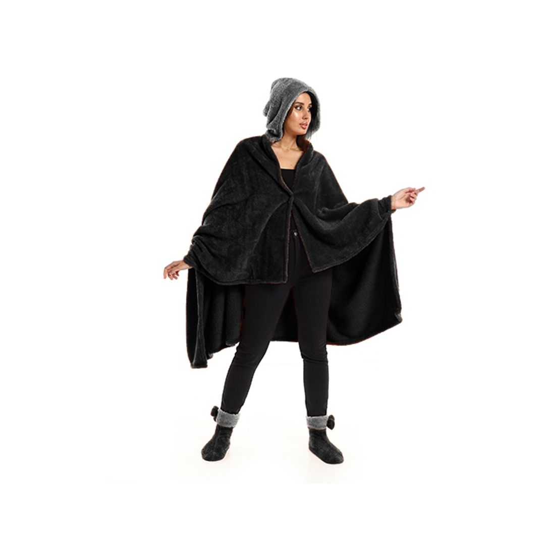 طقم دفاية للارتداء الشخصي - 3 قطع - أسود/رمادي - 110*130 سم