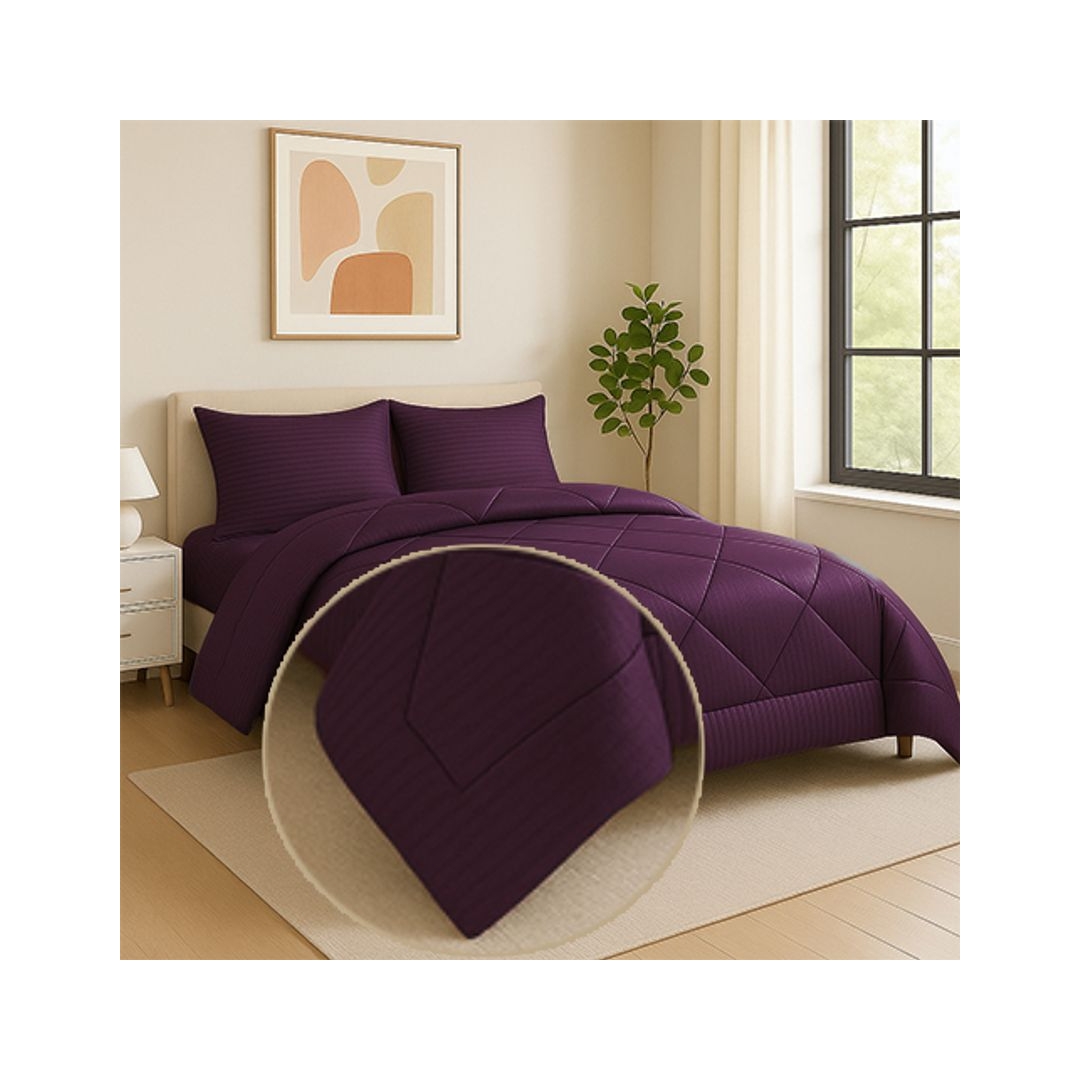 لحاف فندقي شتوي جاكارد سترايبد - 220/235 سم - بربل