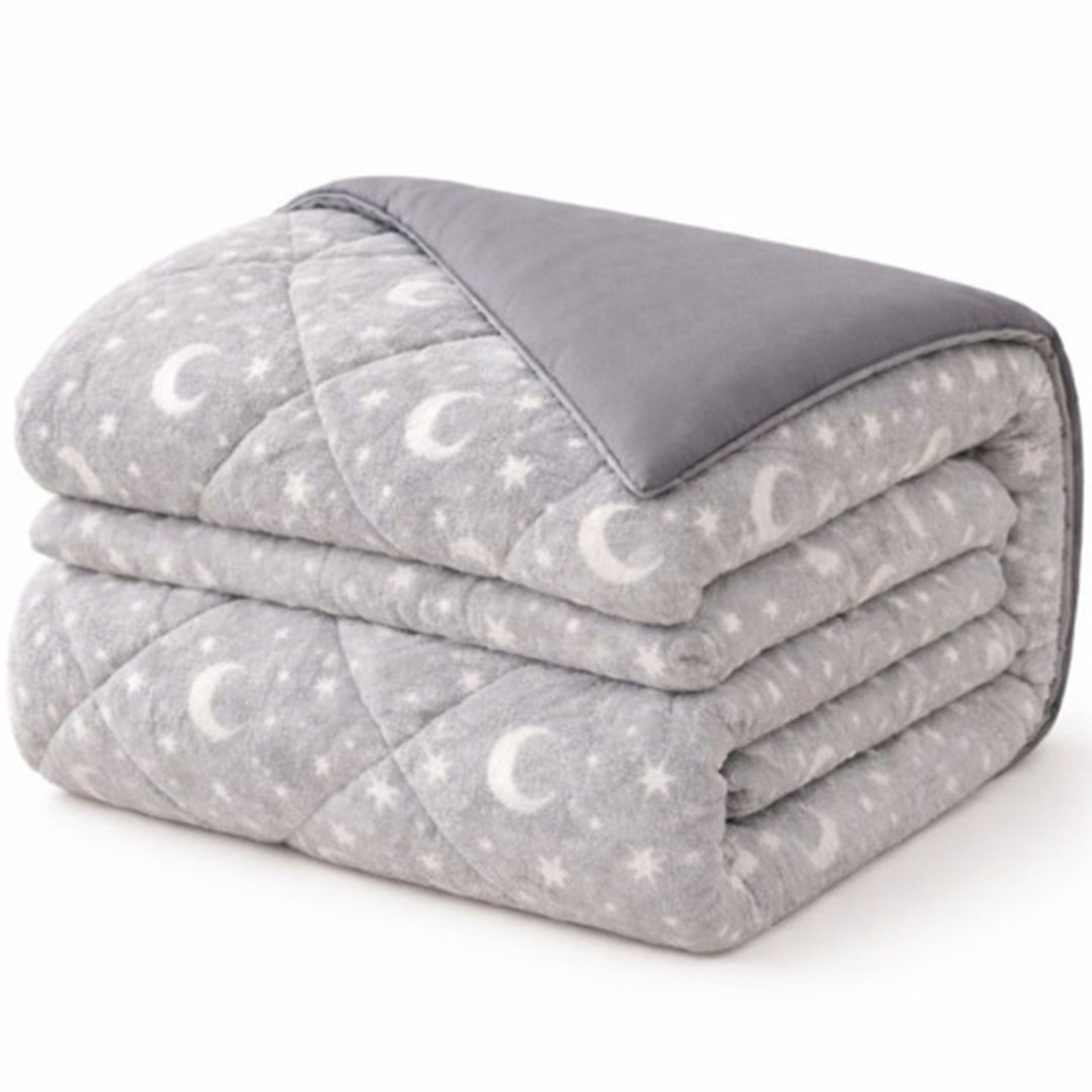 لحاف شتوي دبل فيس فرو و مايكروفايبر سنوز- 210*220 سم - رمادي