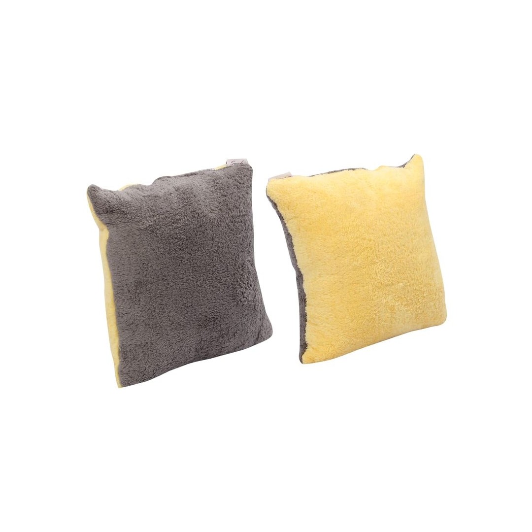 سنوز كوشن فرو دبل فيس - رمادى* أصفر - 40*40 - قطعتين