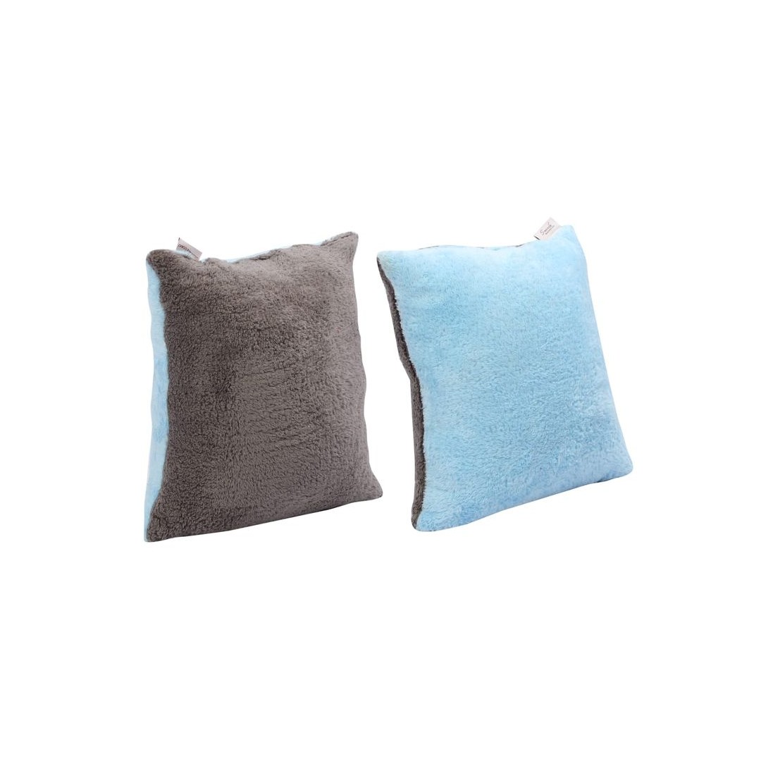 سنوز كوشن فرو دبل فيس - رمادى* لبني - 40*40 - قطعتين