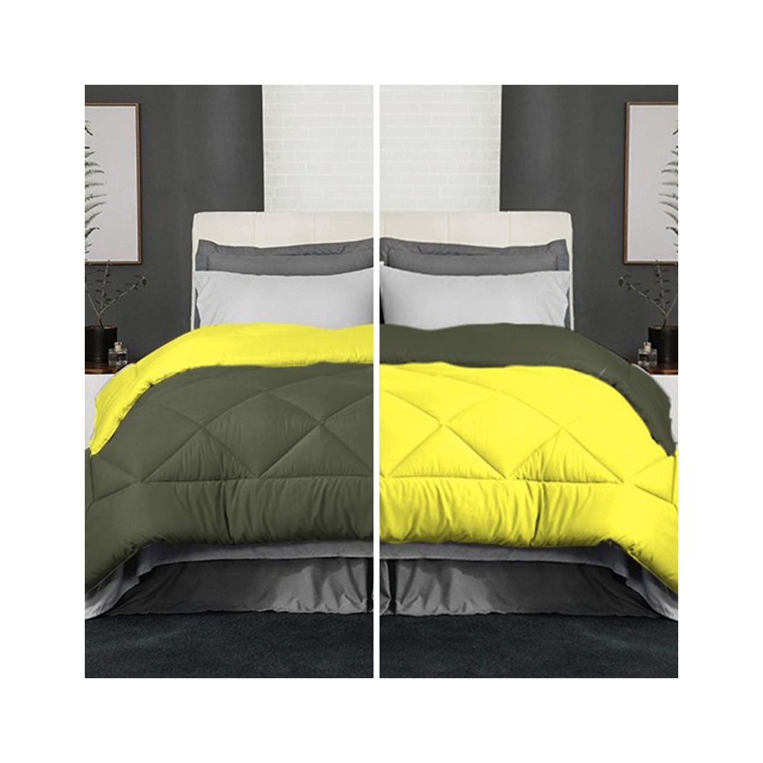 لحاف شتوي فايبر دبل فيس ساده - 220/235 سم - زيتي