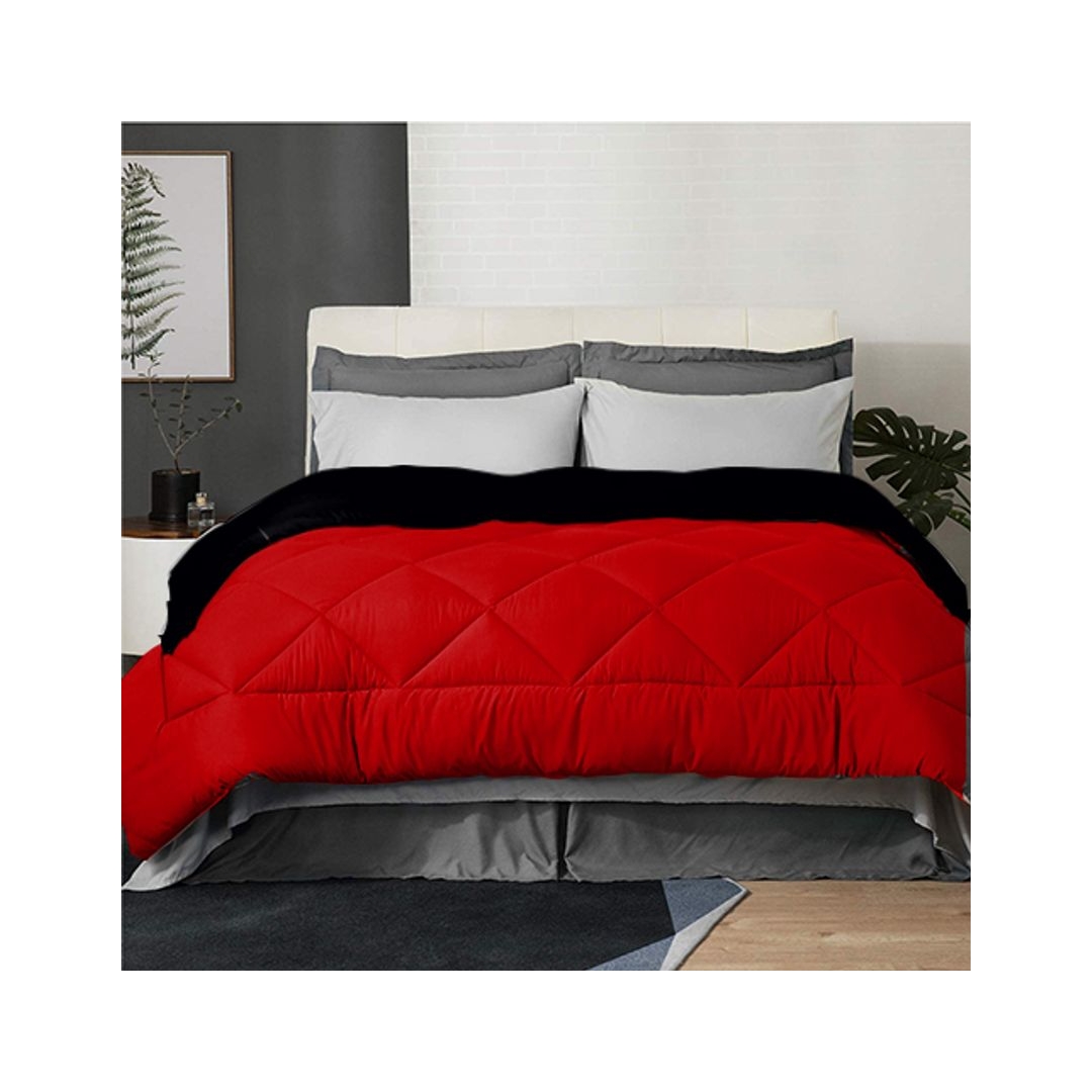لحاف دبل فيس - 160/235 سم - أسود/أحمر