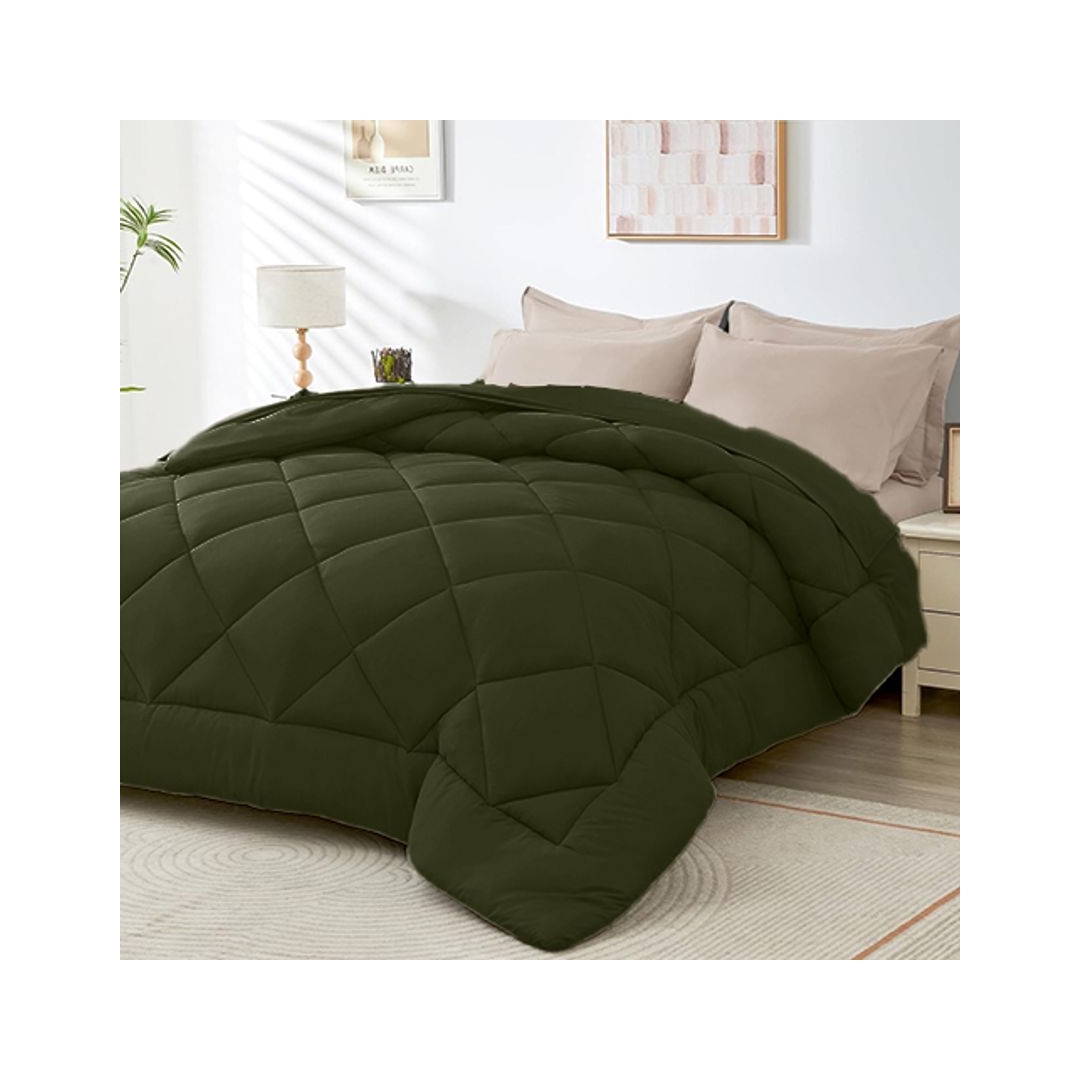 لحاف دبل فيس سادة دارك جرين - 160/235 سم