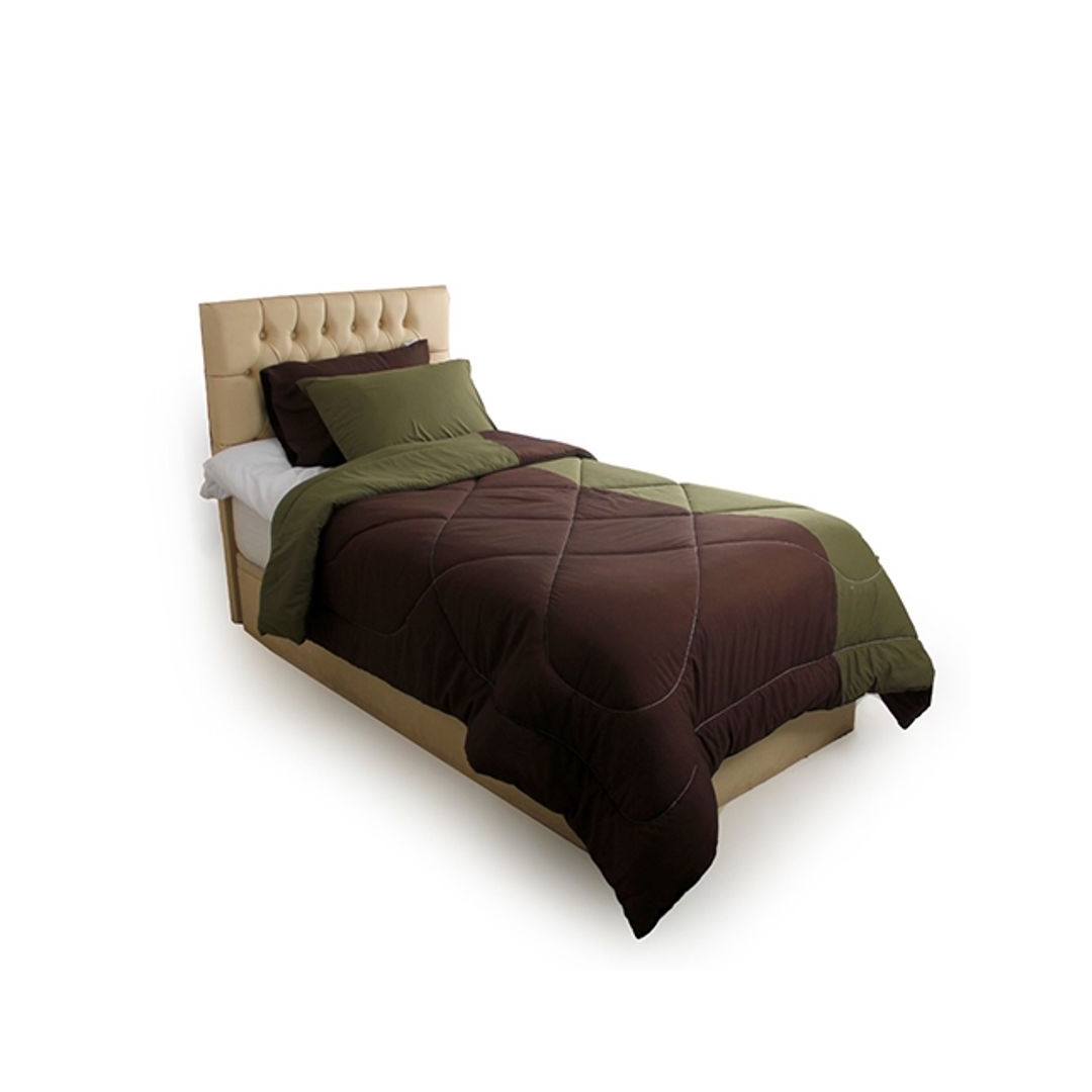 لحاف دبل فيس تشس - براون/ دارك جرين - 160/235 سم