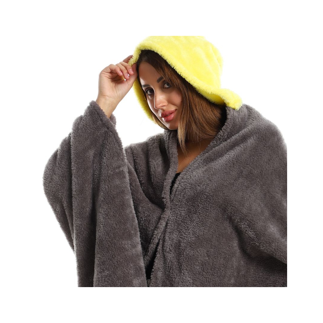 طقم دفاية للارتداء الشخصي - 3 قطع - رمادي/أصفر - 110*130 سم