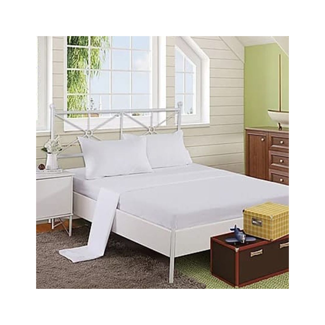 طقم ملاية بأستيك قطعتين من سنوز - أبيض - 120*200سم