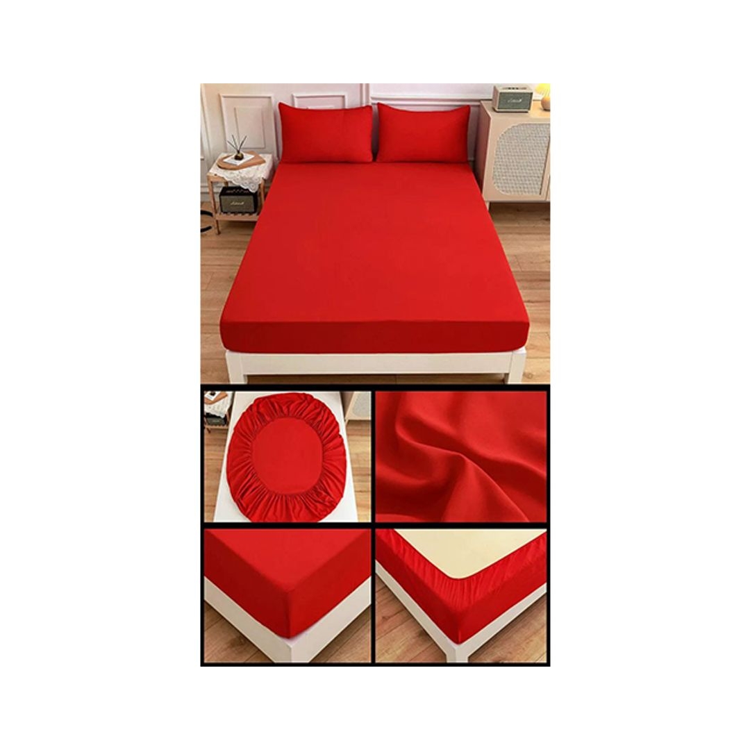 طقم ملاية بأستيك - 100/200 سم - قطعتين - أحمر