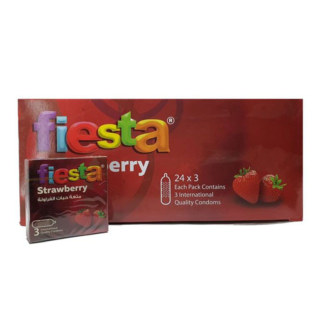 واقي ذكري محبب - فراولة - 24 علبة - 3 قطع