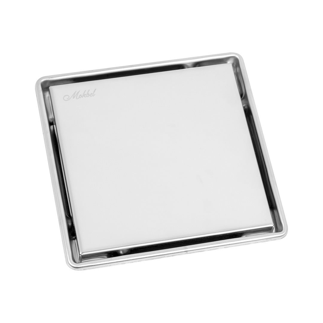 غطاء بيبة بلاطة مربع بمانع ارتداد ستانليس - 20 سم