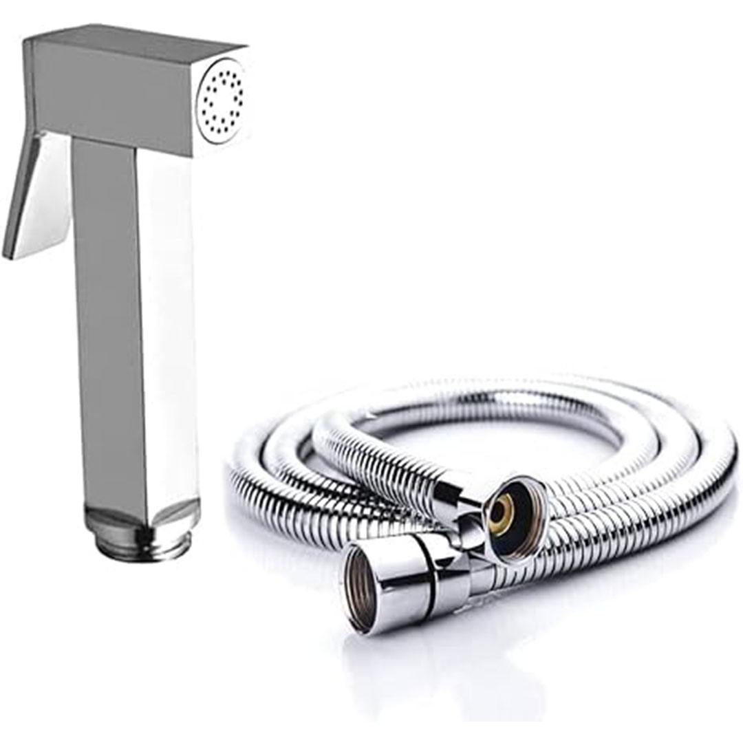 شطافة حمام خارجية كاملة - مربع - فضي