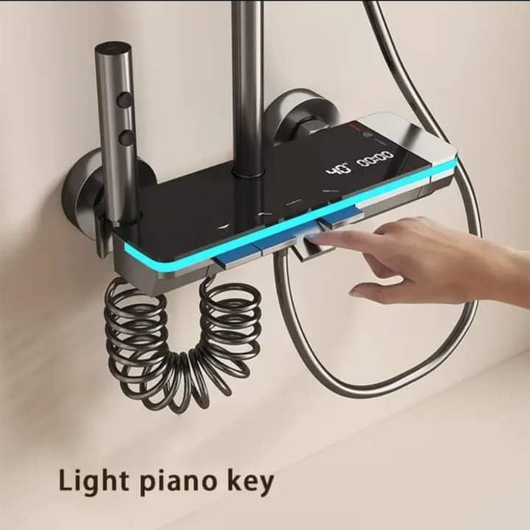 شاور دجيتال ليد + شاشة - 5 قطع - أسود