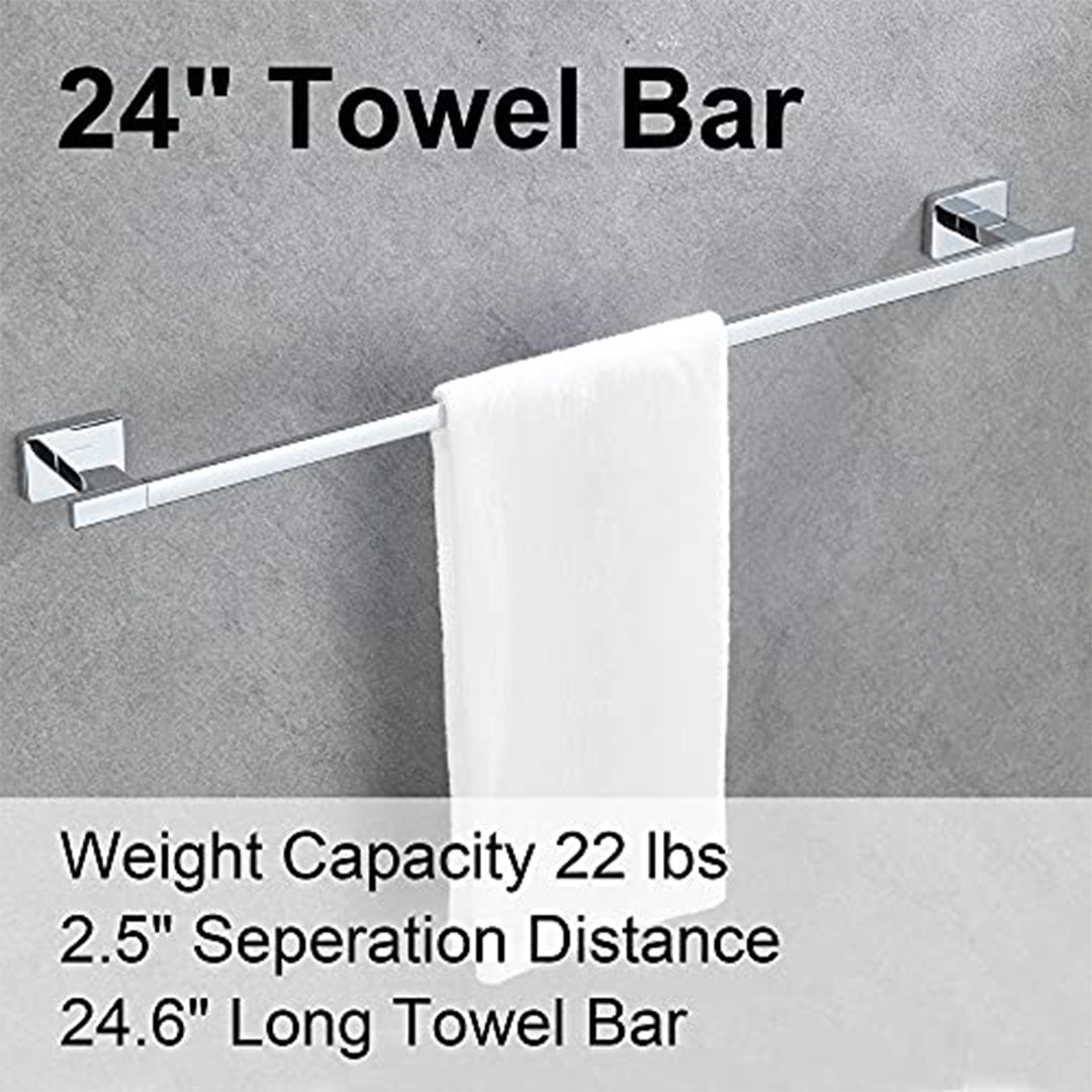 مجموعة إكسسوارات الحمام معدنية - فضي - 4 قطع