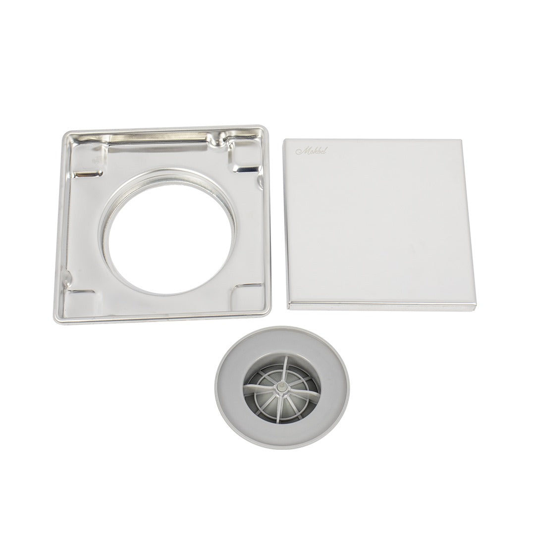 غطاء بيبة بلاطة مربع بمانع ارتداد ستانليس - 20 سم