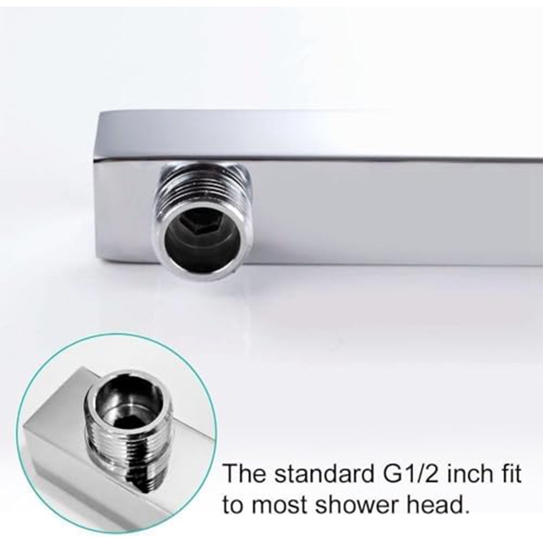 ذراع دش بديل للحمام كروم بشفة مربعة - 16 بوصة