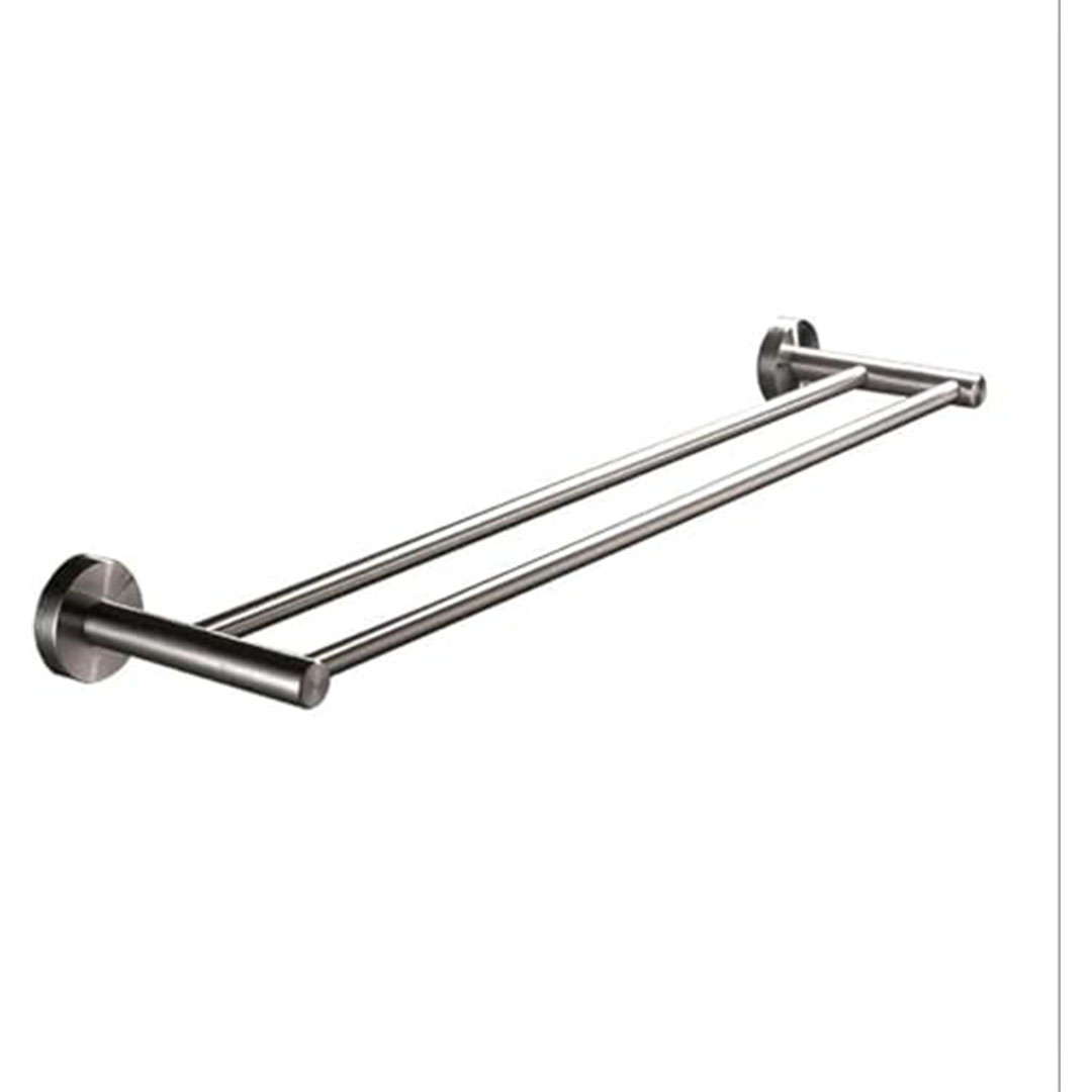 حامل مناشف مزدوج للحمام من الفولاذ المقاوم للصدأ - 60 سم