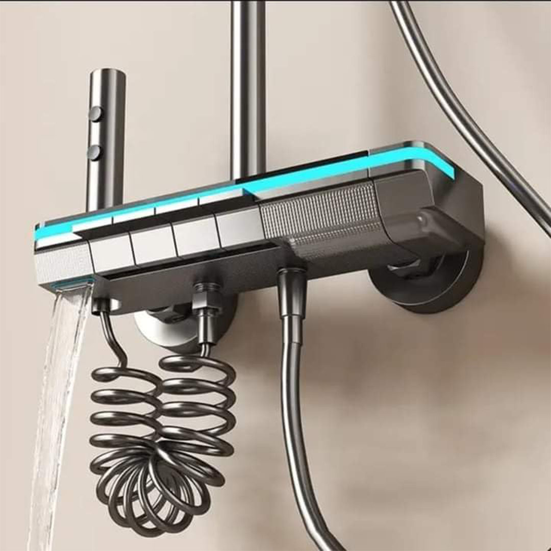 شاور دجيتال ليد + شاشة - 5 قطع - أسود