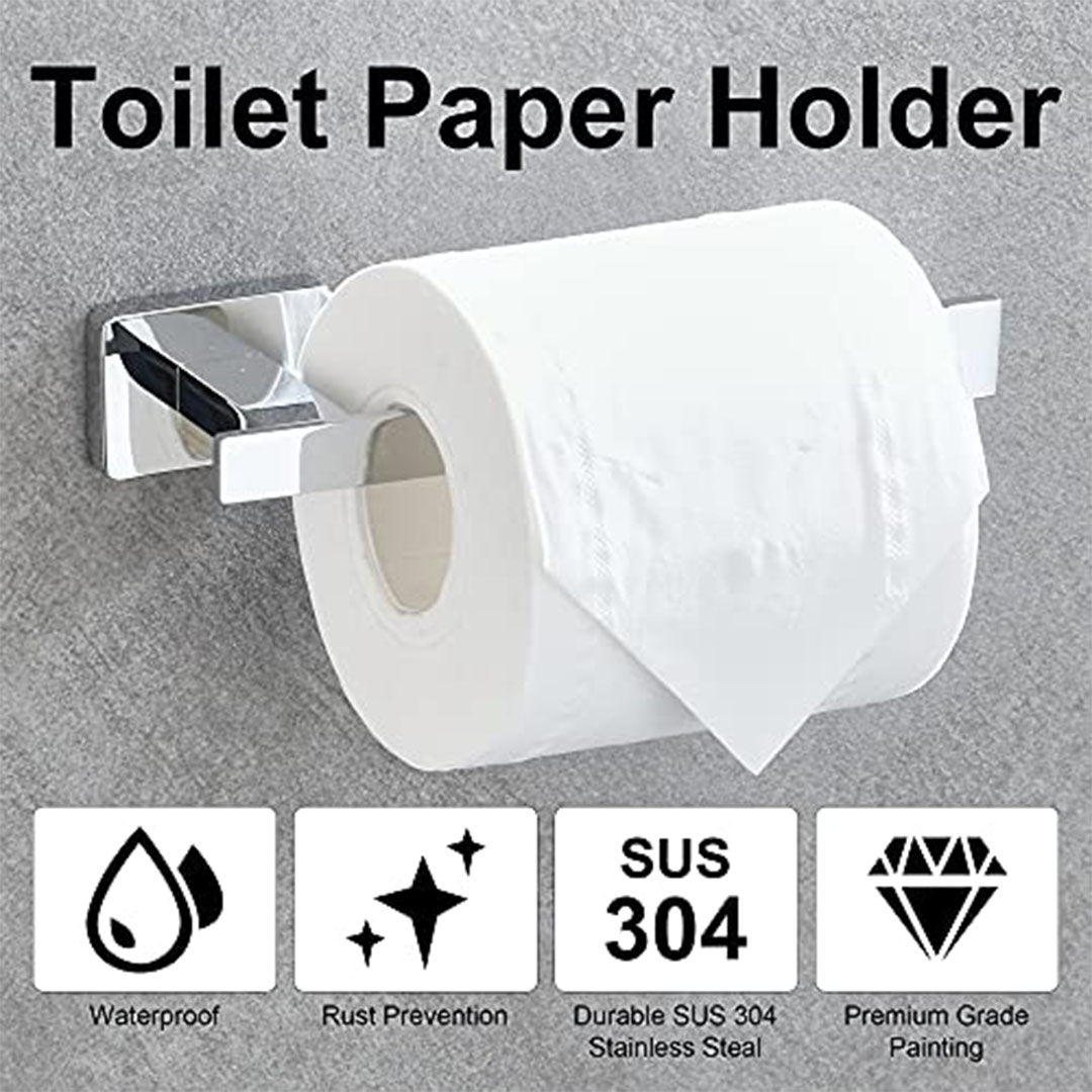 مجموعة إكسسوارات الحمام معدنية - فضي - 4 قطع