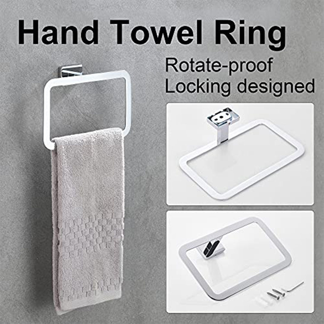 مجموعة إكسسوارات الحمام معدنية - فضي - 4 قطع