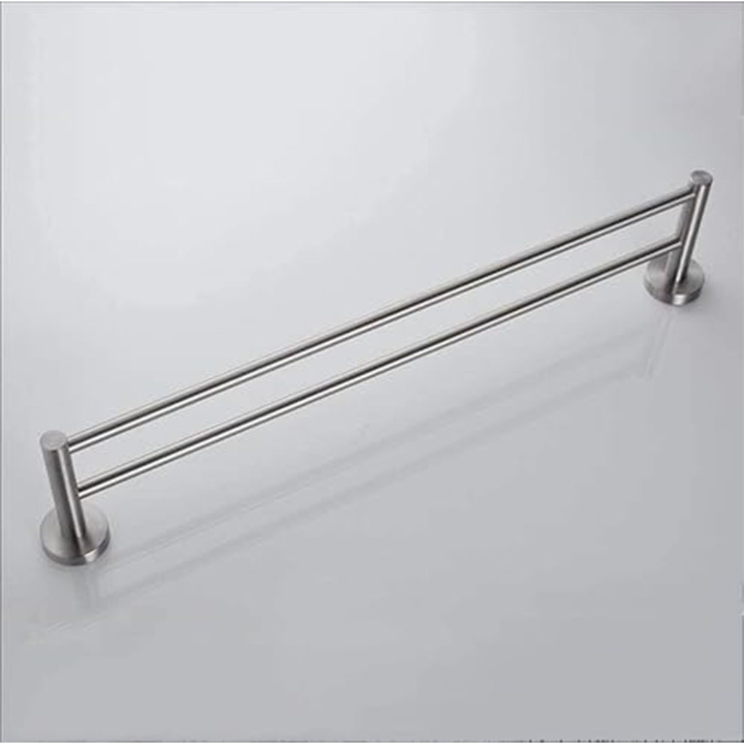 حامل مناشف مزدوج للحمام من الفولاذ المقاوم للصدأ - 60 سم