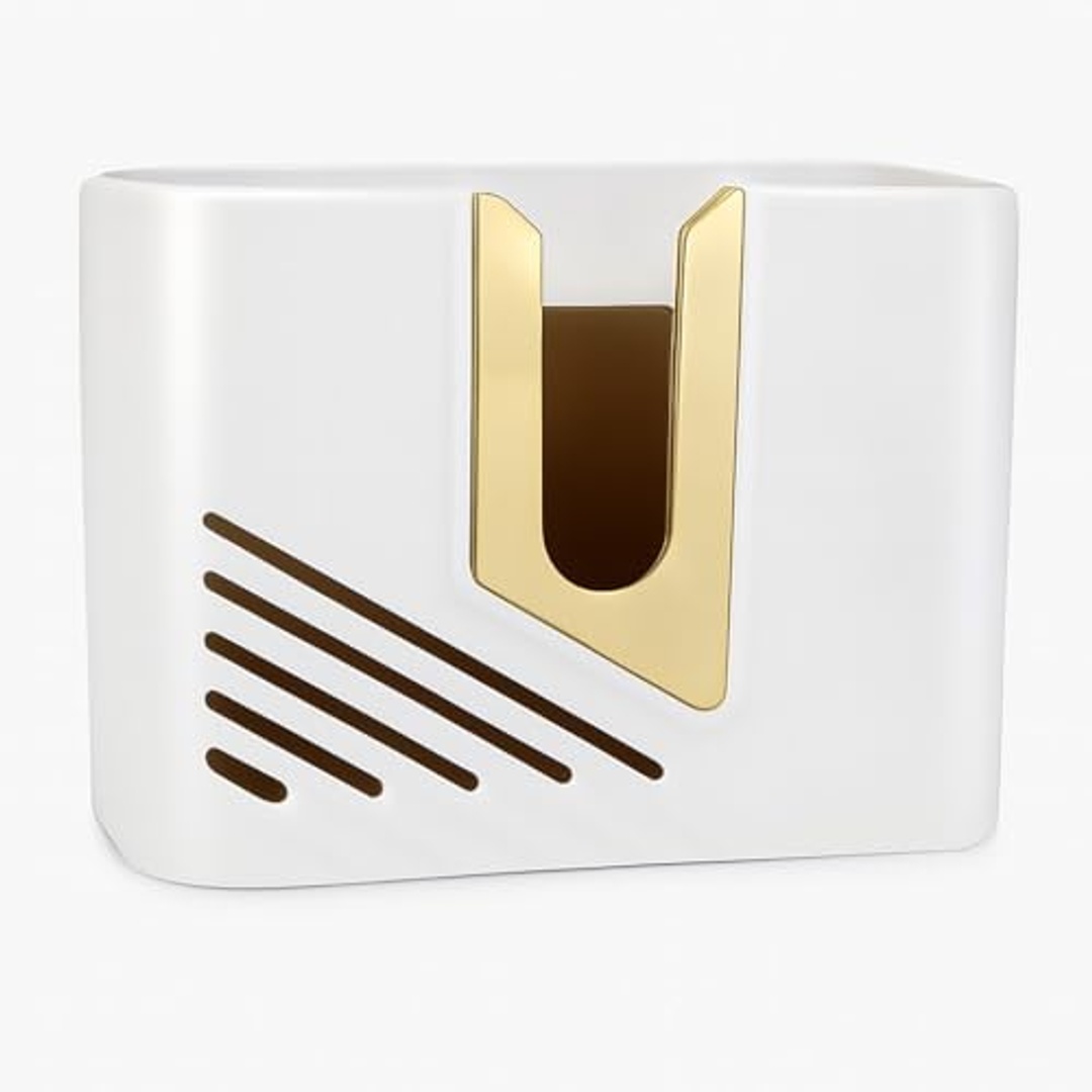 حامل ملاعق بثلاثة أقسام - أبيض/ذهبي