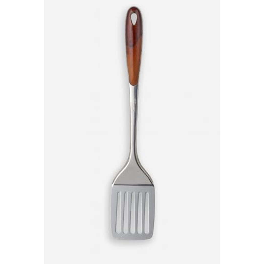 مقلوبة مسطحة من الفولاذ المقاوم للصدأ بمقبض خشبي - 30669