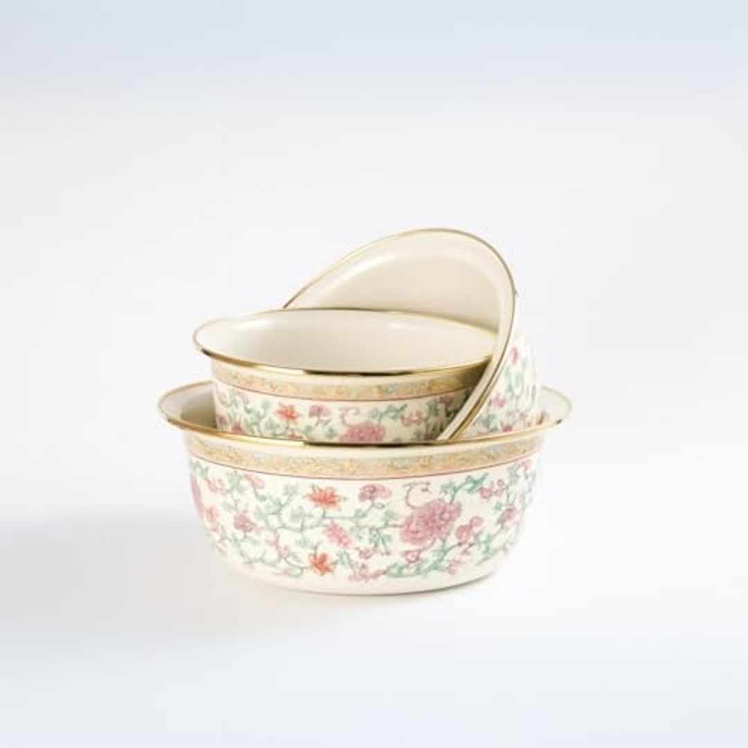 طقم بولة خلط بحواف ذهبية هوم كير أبيض/ذهبي - 3 قطع - PP-209-B