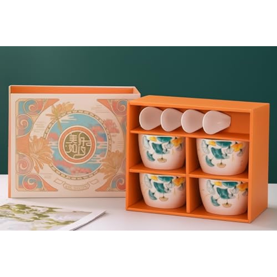 بولات بورسلين مع ملاعق - 4 قطع من هوم كير - TT-1515