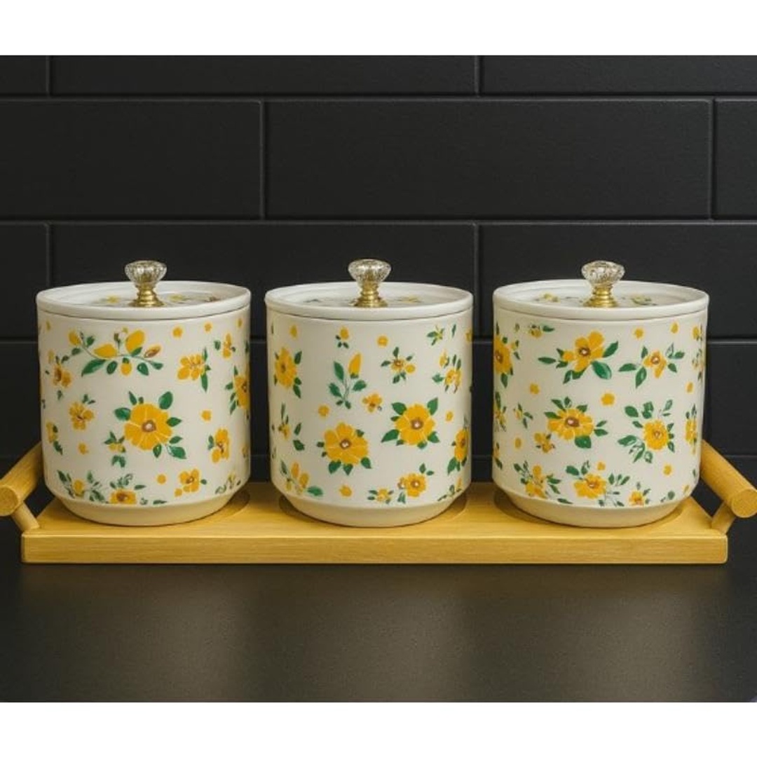 طقم برطمانات توابل سيراميك أبيض - 50 مل - 3 قطع - TT-1538