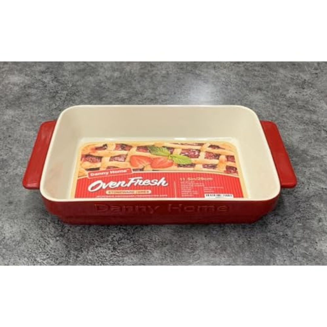 طاجن بورسلين من داتي هوم - 2 لتر - أحمر/أبيض - DB001-6