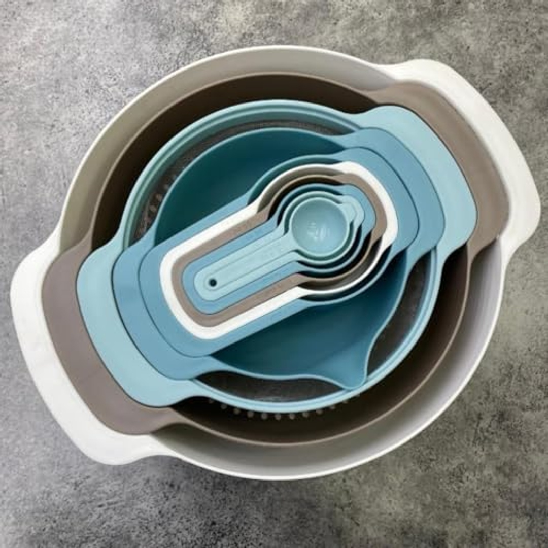 طقم أكواب قياس بلاستيكية داني هوم - 10 قطع - DH1198-BLUE