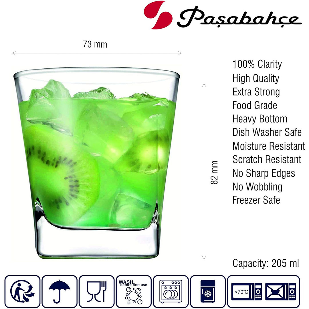 طقم أكواب زجاجية من باشابتشي كاريه - 205 مل - 6 قطع