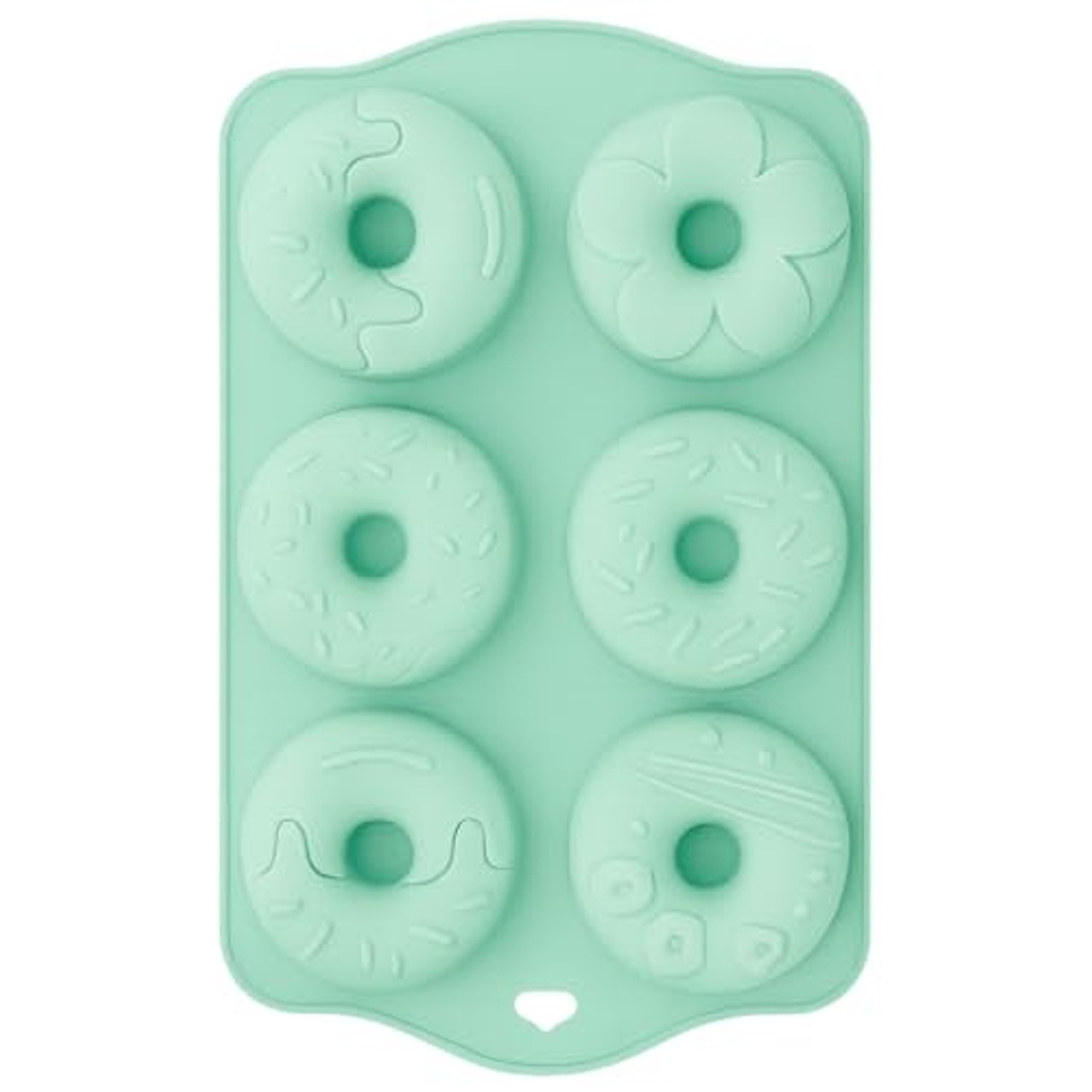 قالب دونات سيليكون وردي بستة تجاويف غير لاصق