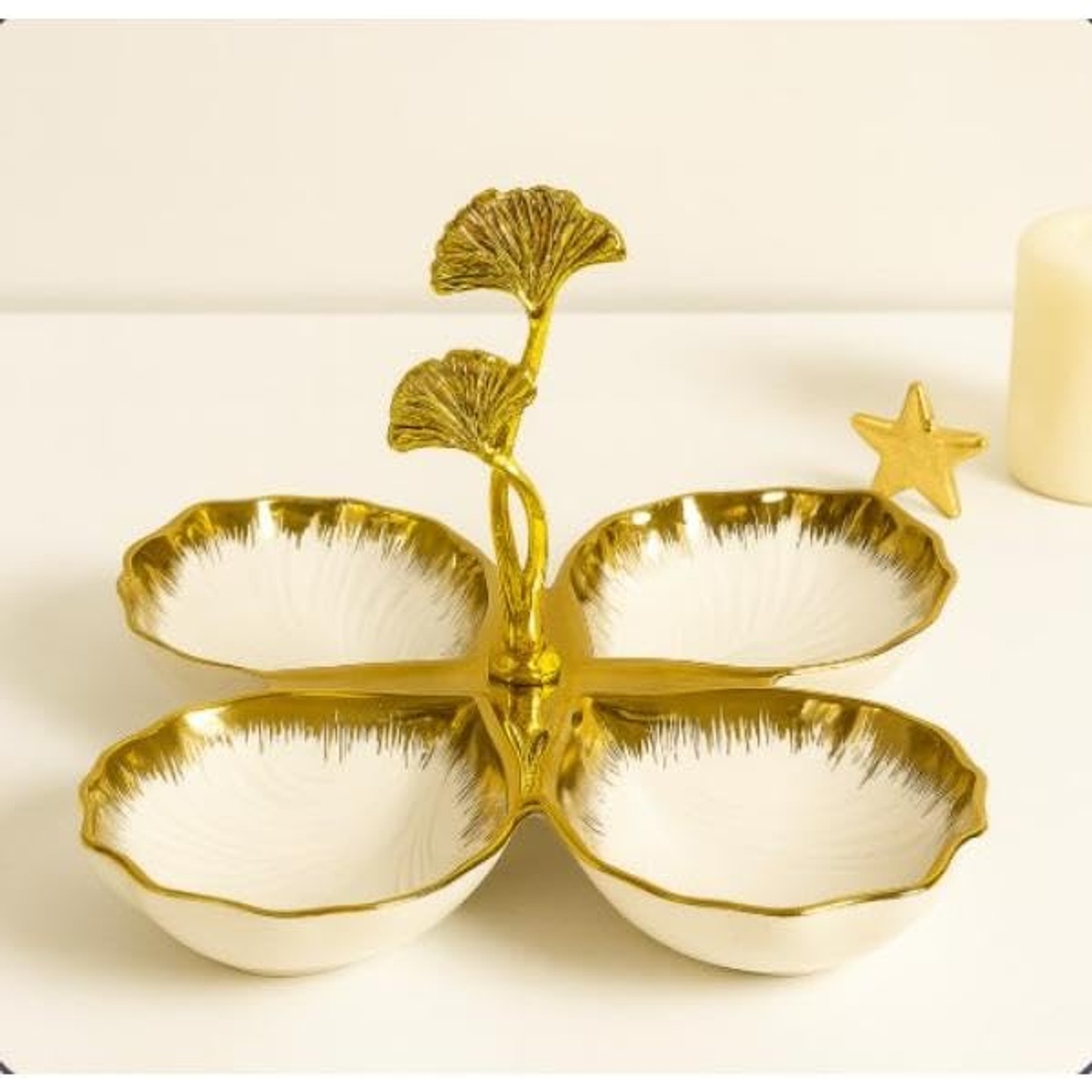 طبق تقديم حلوي ومكسرات بورسلين - 25 سم - TT-923