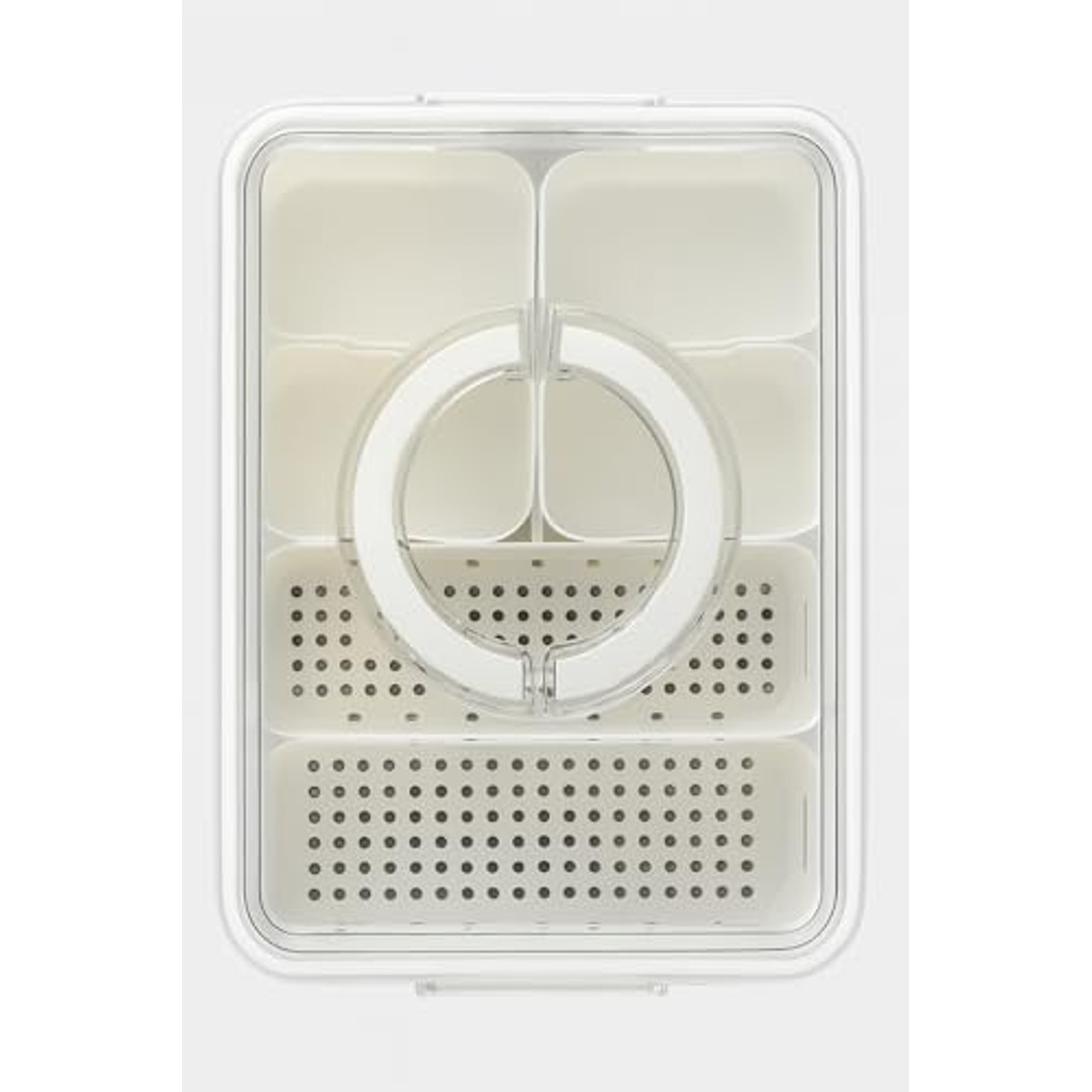 علبة تنظيم التلاجة ب 6 أقسام من الاكريلك بغطاء محكم