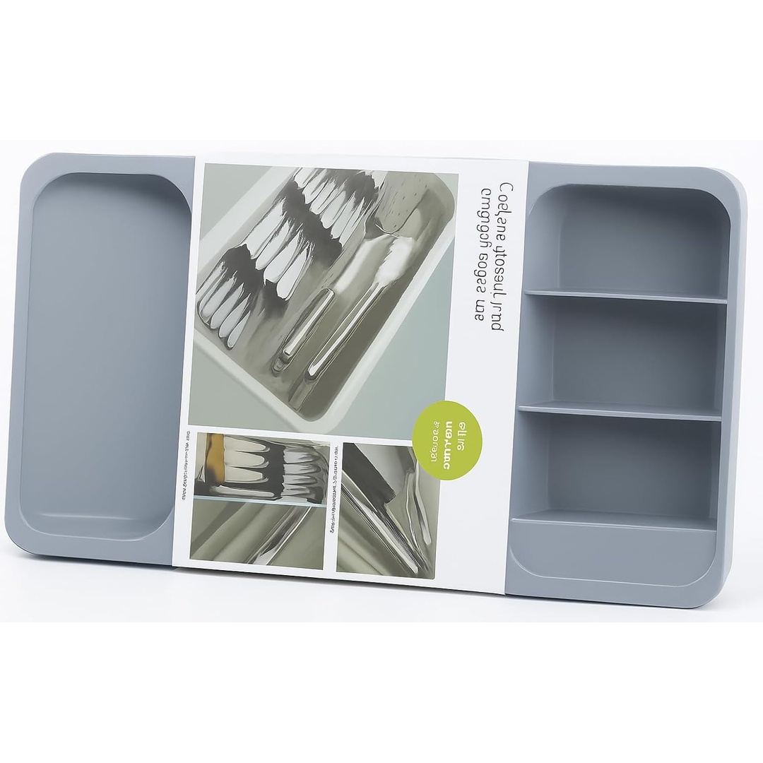 منظم أدوات مائدة بلاستيكي - 5 تقسيمات - رمادي - 46355