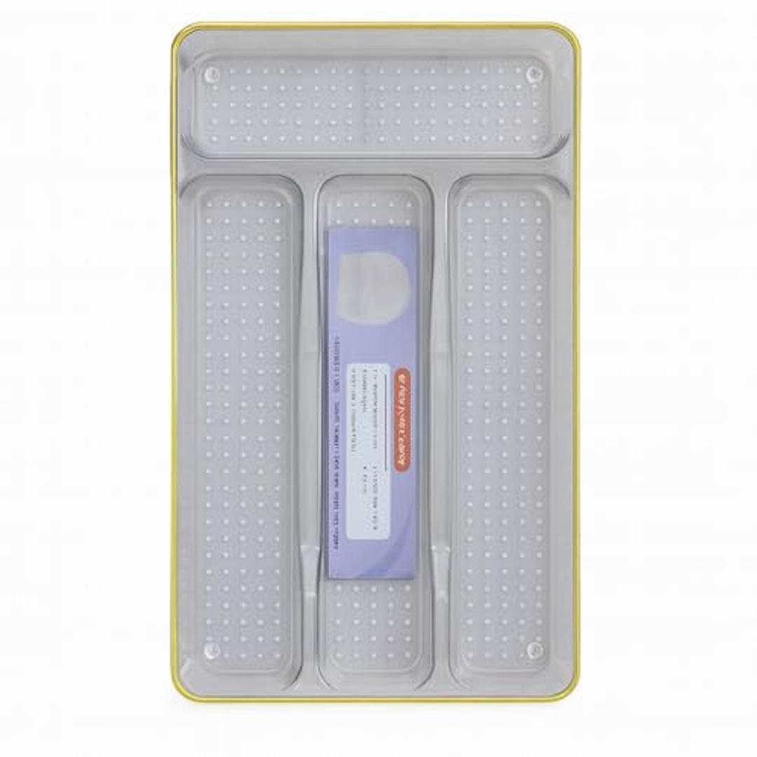 منظم أدراج اكريلك شفاف ذهبي - 4 أقسام